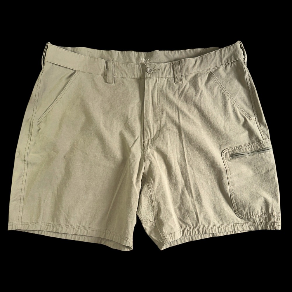 Huk Mens Khaki Performance Fishing Shorts XXXL Stretch Cargo H2000173 Tan 3XL